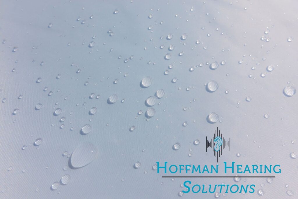 water beading on a white background